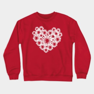 Heart full of White Daisy Flowers Crewneck Sweatshirt